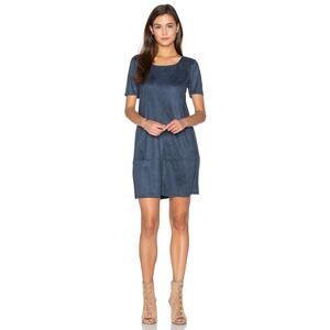 Anthropologie Bishop + Young Ivy Blue Gray Suede Shift Mini Dress Size Medium